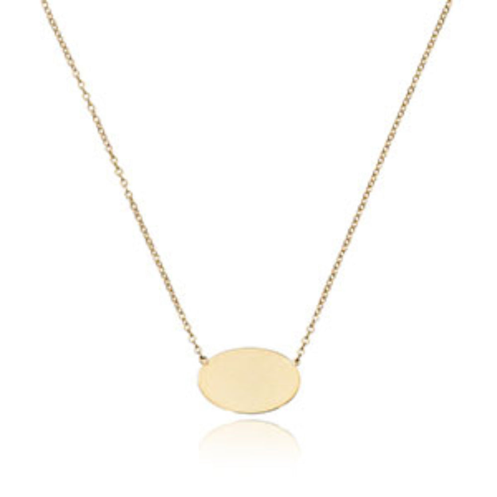 14k Gold Engravable Oval Disc-shaped Pendant for Jewelry Lovers