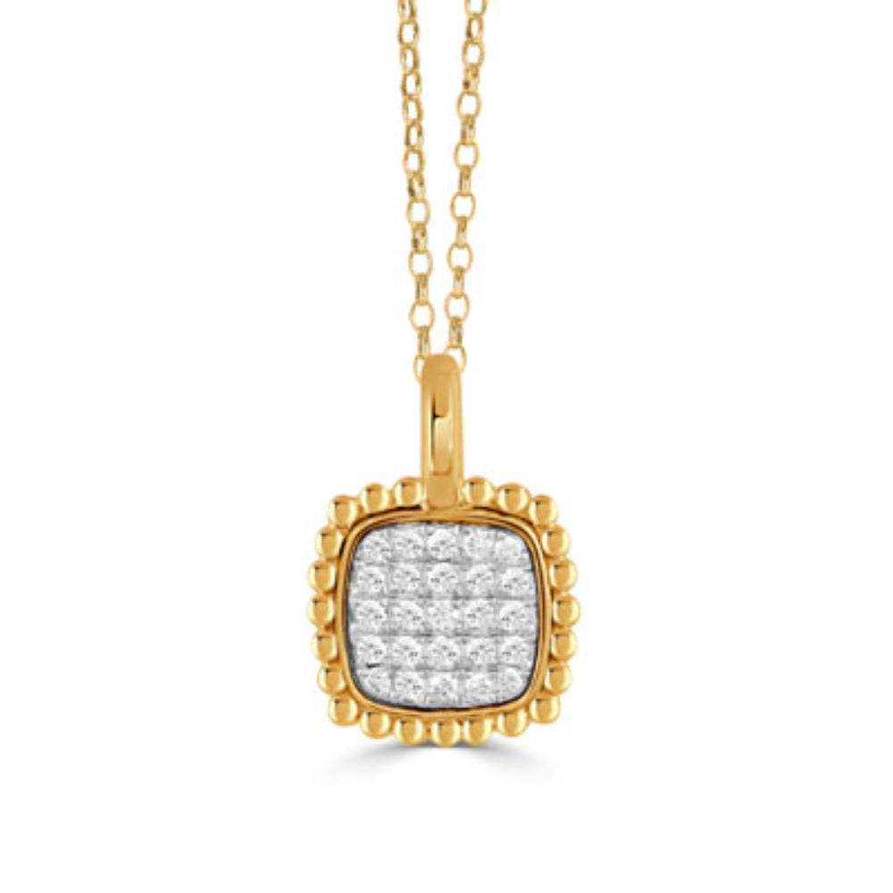 Exquisite 18k Gold Adjustable Cluster Diamond Pendant Necklace