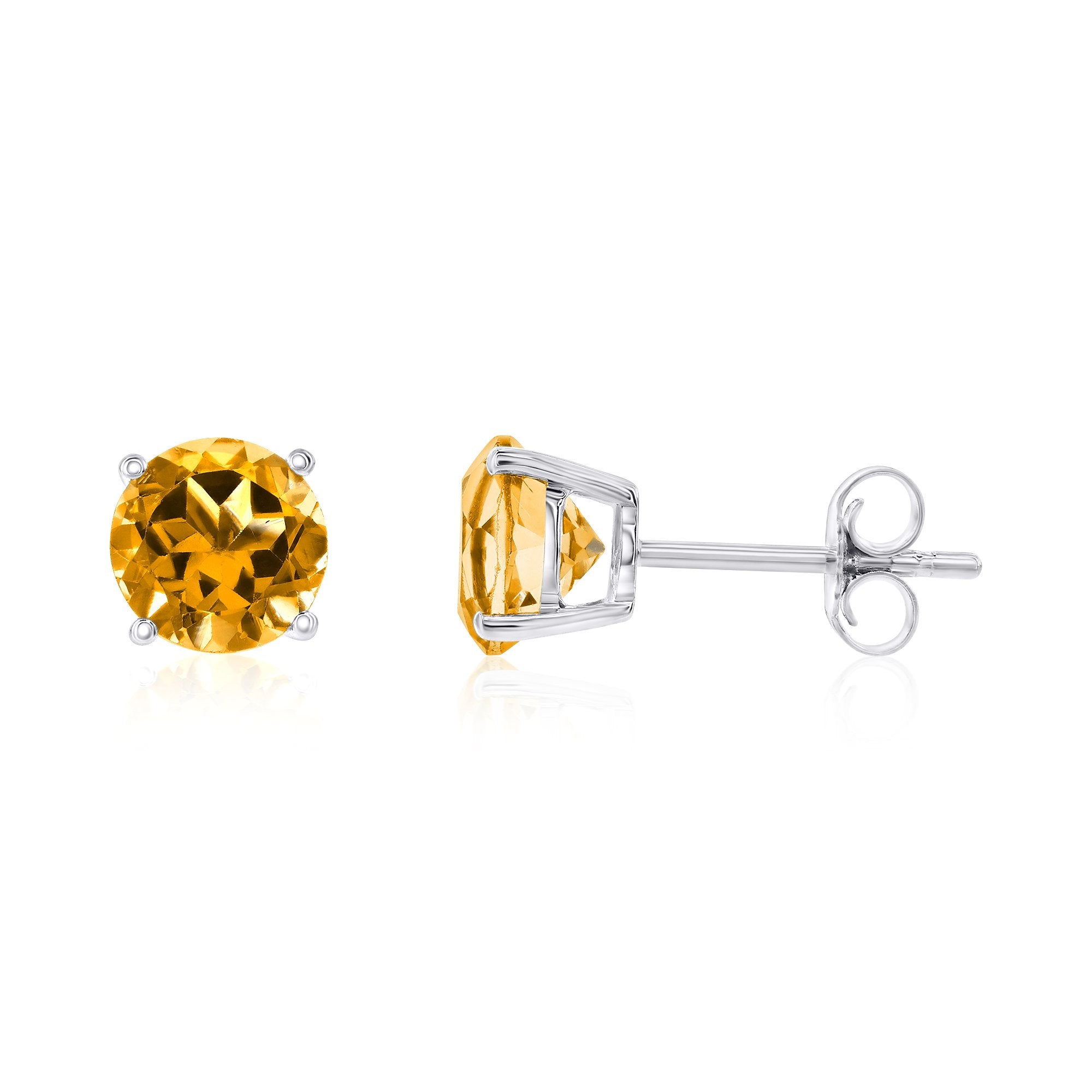 14k Gold Citrine Stud Earrings by Smyth Jewelers - 7mm Gemstones