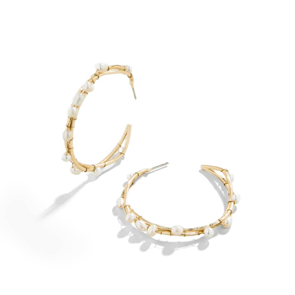 Spartina Pearl-Wrapped Swell Hoop Earrings for Everyday Wear