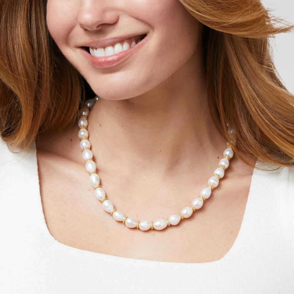 Julie Vos Exquisite Marbella Style Pearl and Rondel Necklace for a Seaside Vibe