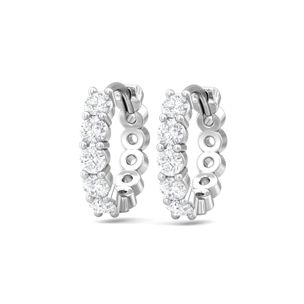 14k Gold Martin Flyer Diamond Hoop Earrings with 10 Round Diamonds