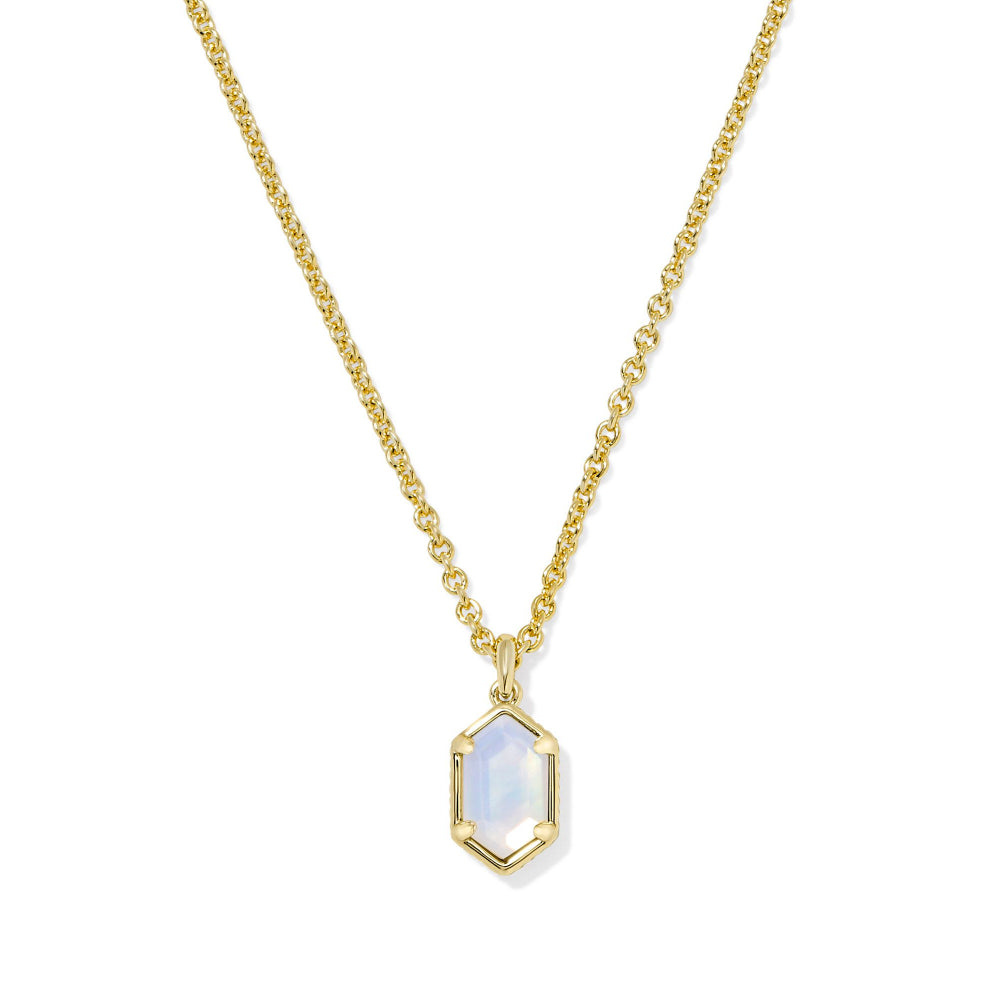 Kendra Scott Gold Opalite Illusion Hallie Short Pendant Necklace