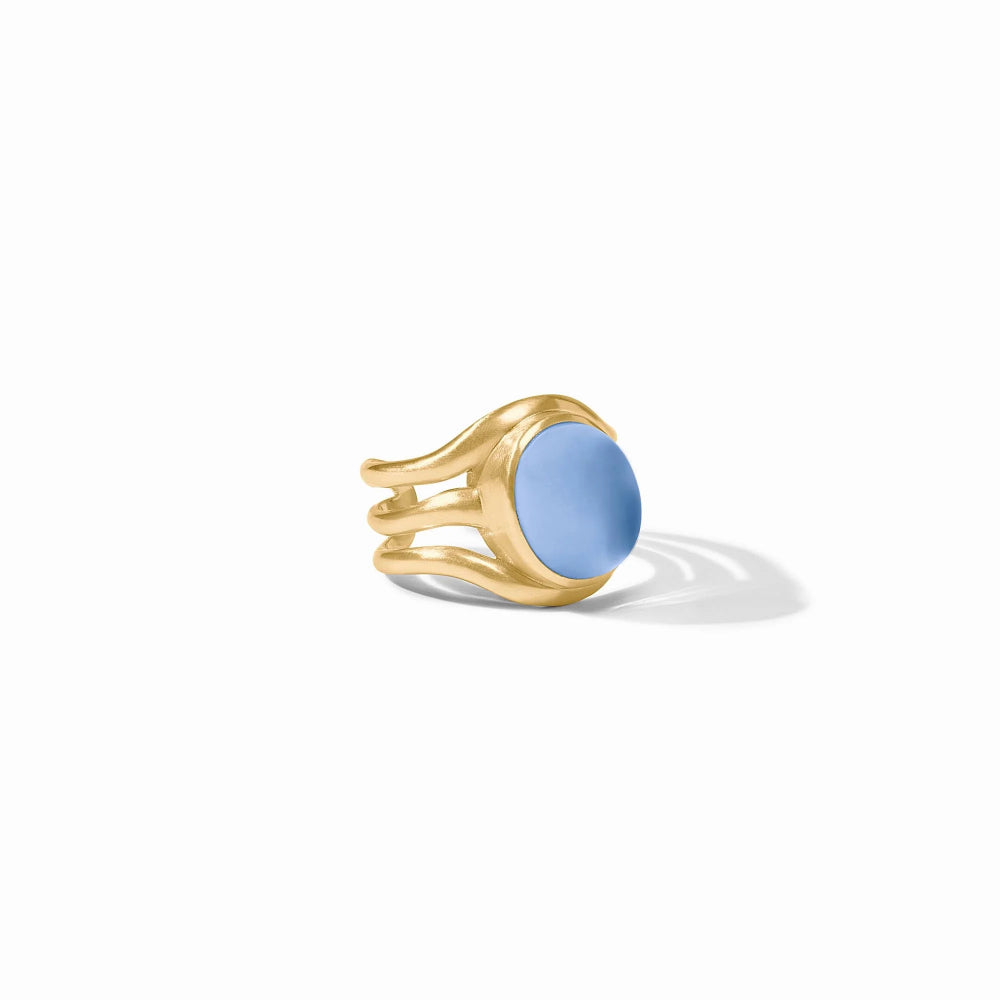 Julie Vos Iridescent Blue Chalcedony Wave Stone Finger Ring