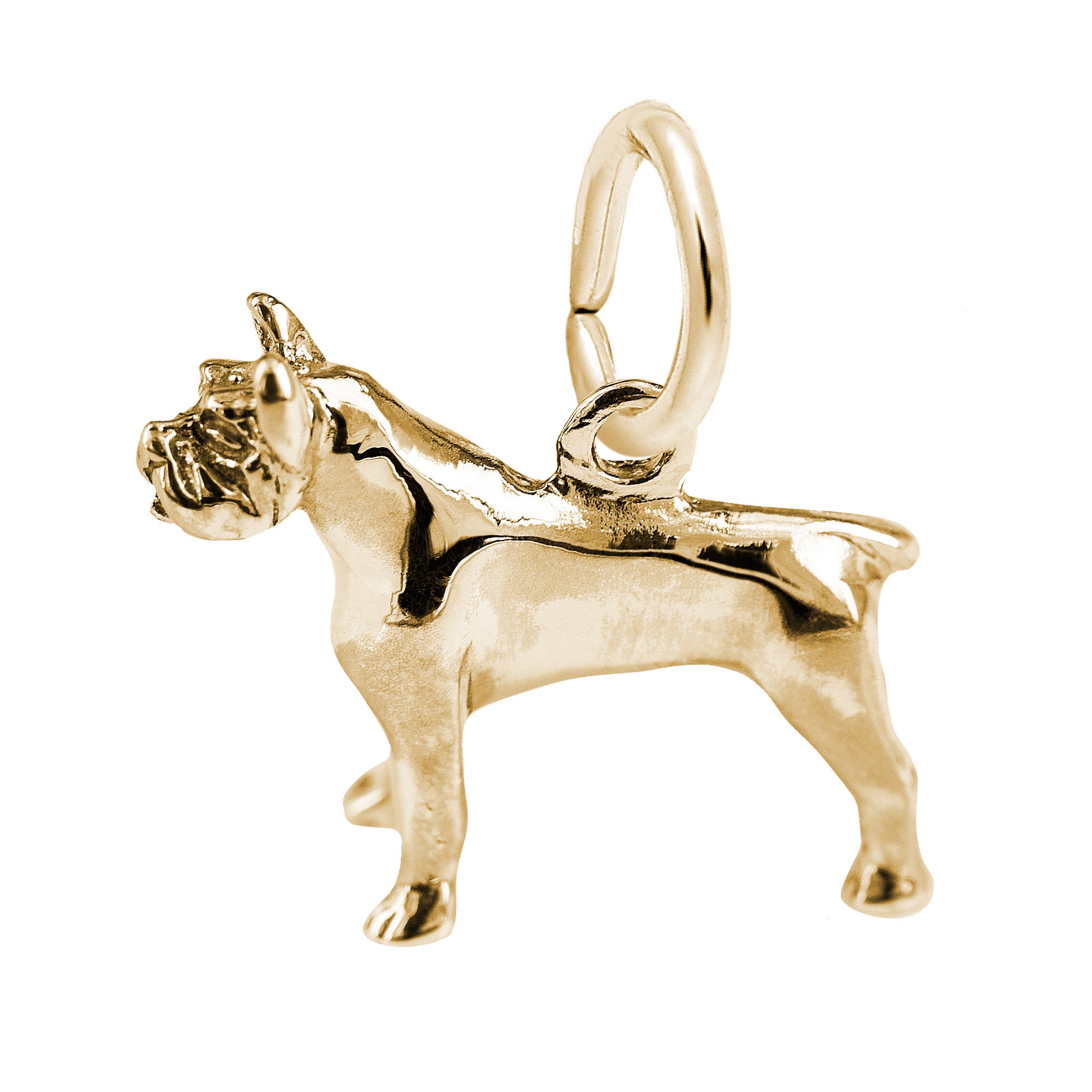14K Yellow Gold Jewelry Pitbull Dog Charm Pendant