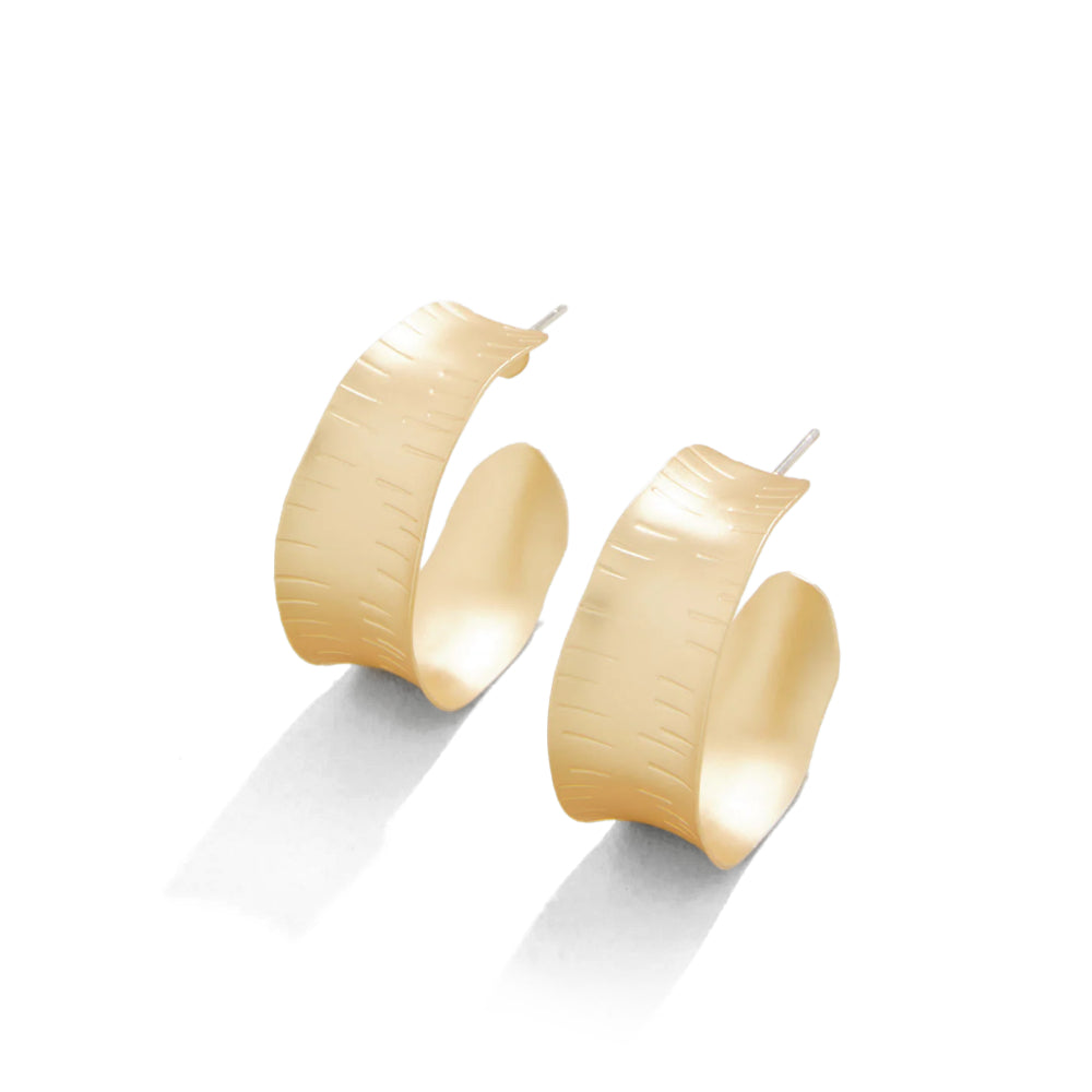 Spartina Fashionable 18kt Matte Gold Plated Textured Queenie Midi Hoop Earrings for Women