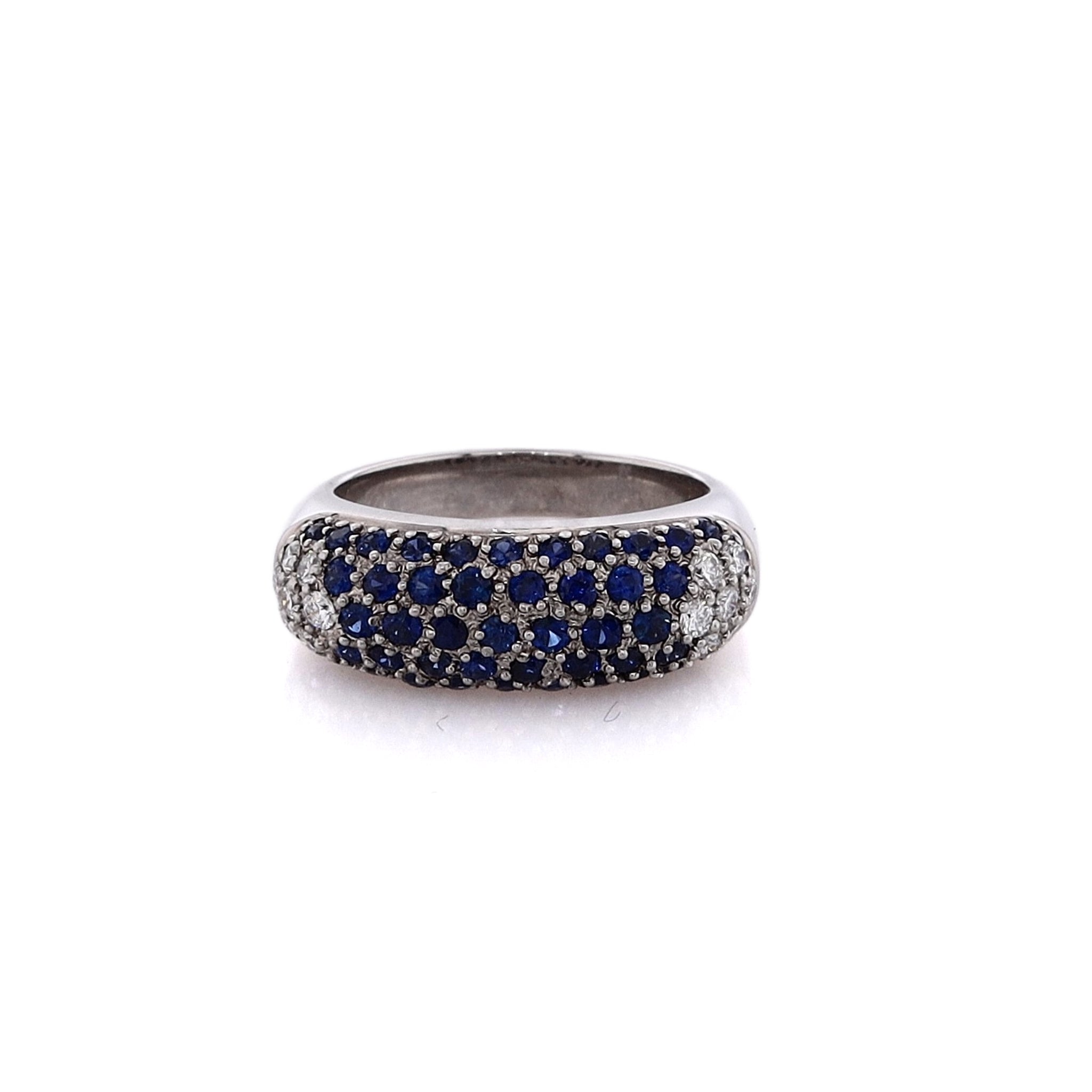 Stunning 18K White Gold Ring with Sapphires and Diamonds