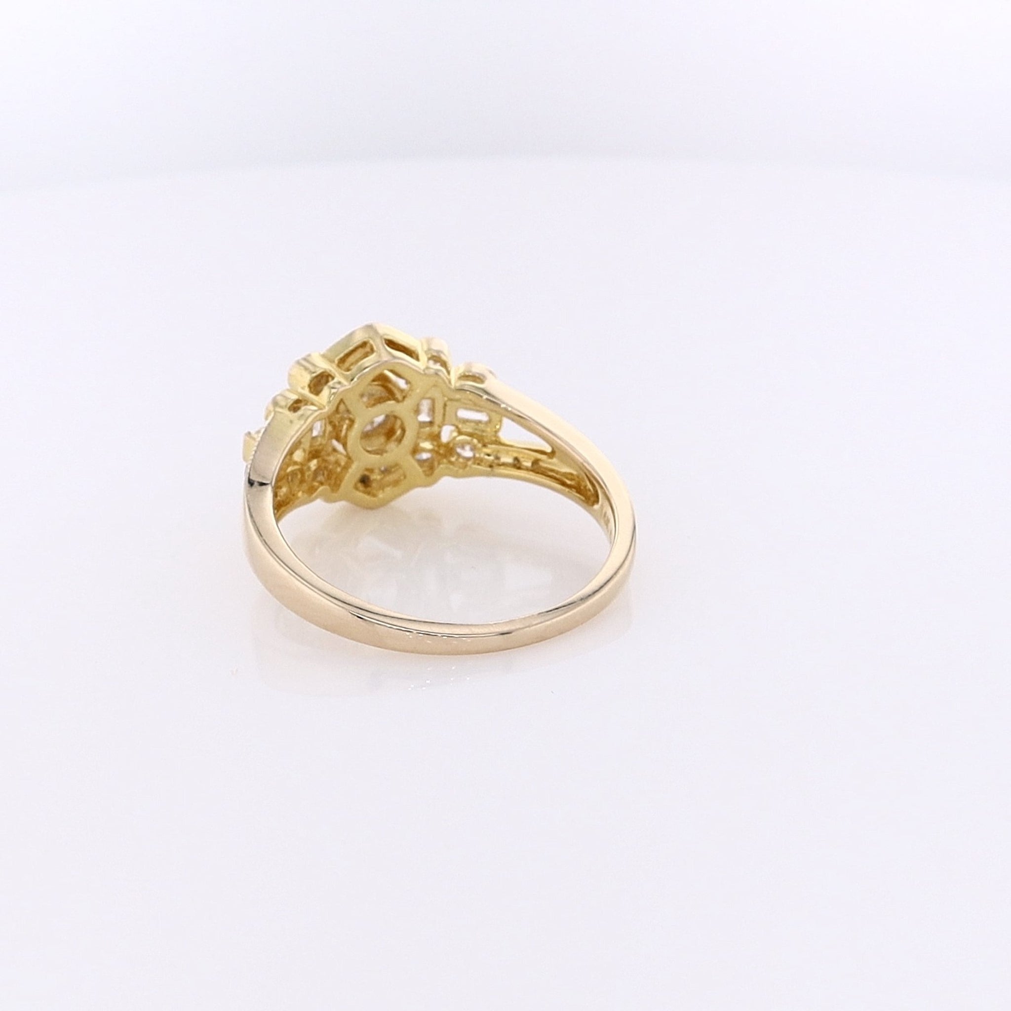 Exquisite Estate 14 Karat Yellow Gold Bezel Set Diamond Engagement Ring