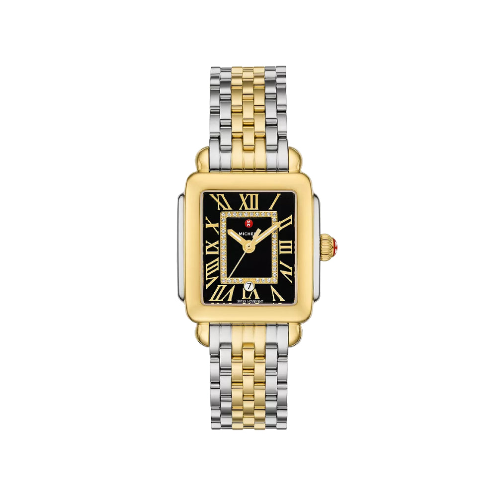 18k Gold-Plated Two-Tone Michele Deco Madison Mid Diamond Watch