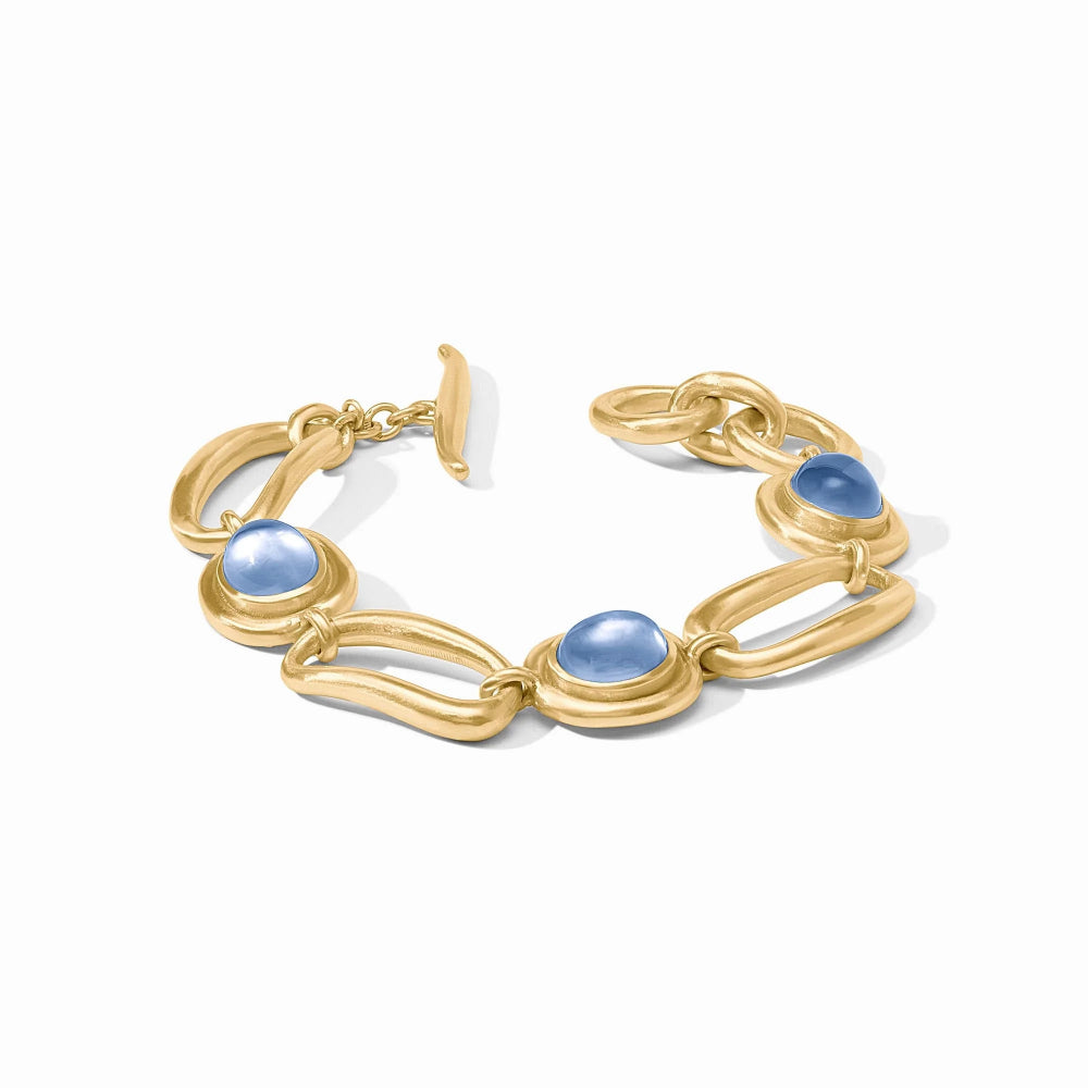 Julie Vos Iridescent Wave Stone Adjustable Bracelet with 24K Gold Plate