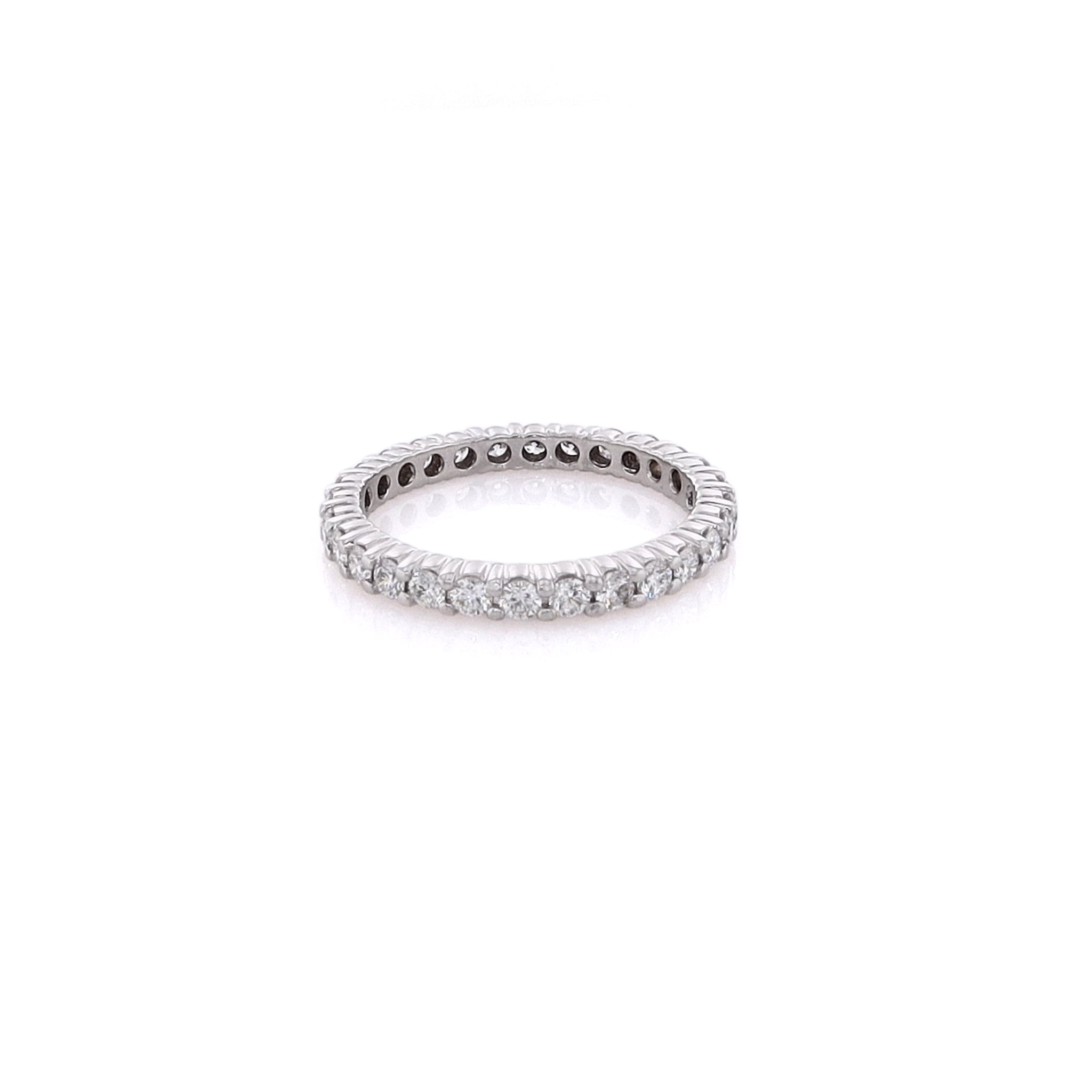 Exquisite 14 Karat White Gold Shared Prong Diamond Eternity Ring for Wedding Band Use