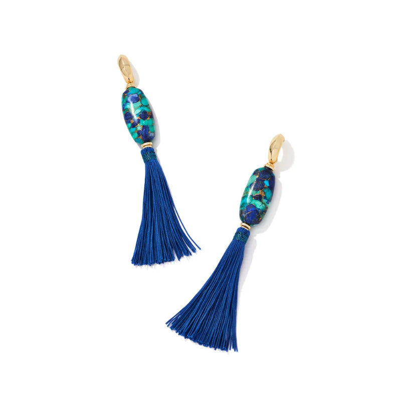 Stylish Kendra Scott Insley Gold Blue Mix Statement Earrings for Fashionable Women