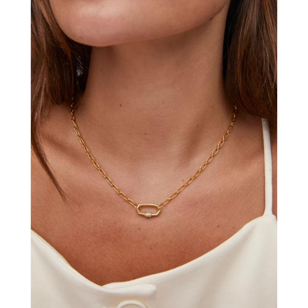 Kendra Scott 18k Gold Vermeil Linked Chain Necklace with White Sapphire - Bristol Style