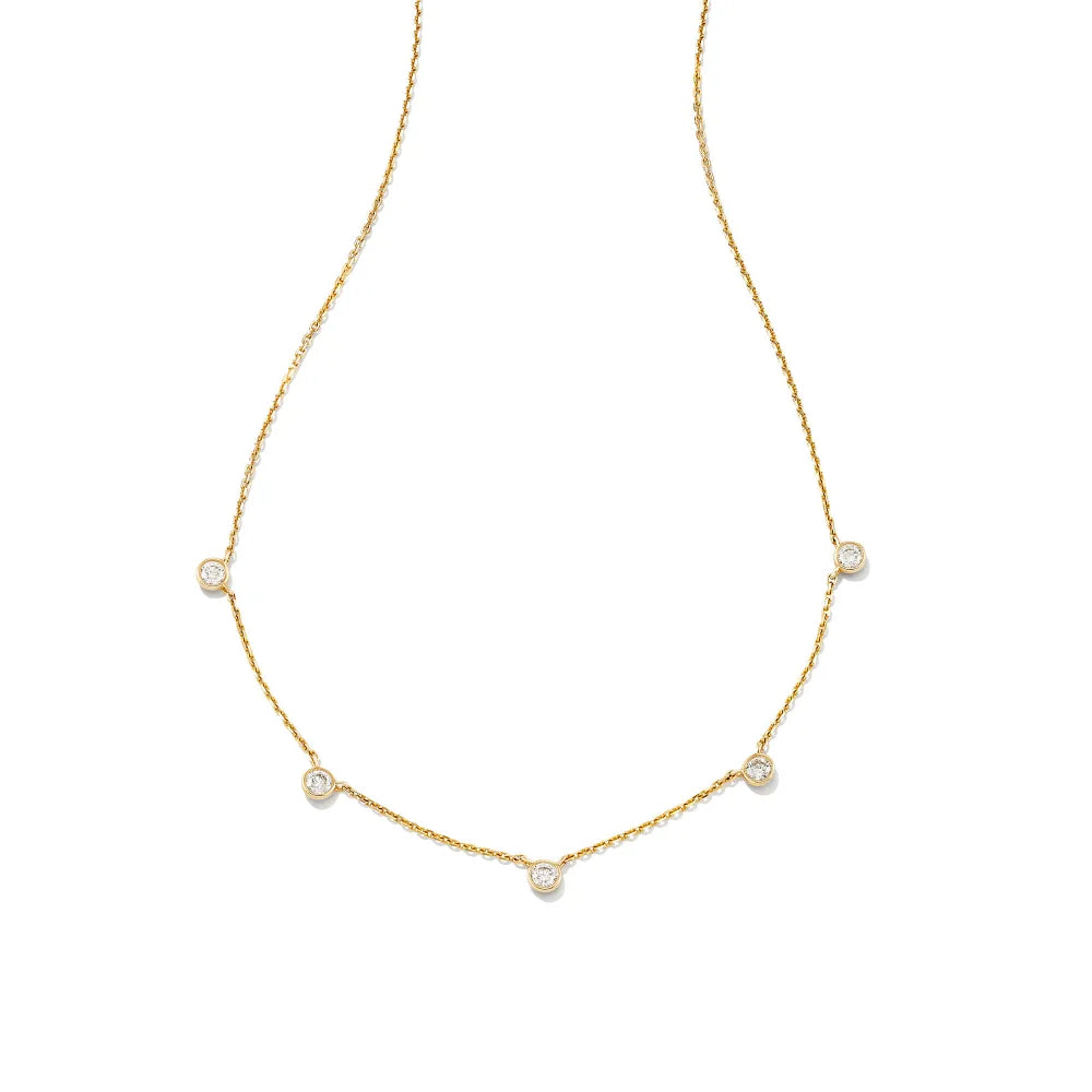 Kendra Scott Audrey 14k Gold Strand Necklace Adorned with White Diamonds, a Stunning Jewelry Piece