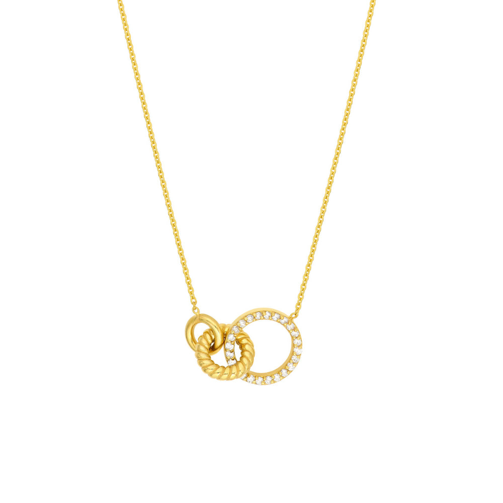 14k Gold Linked Circle Diamond Ring Style Necklace for Special Occasions