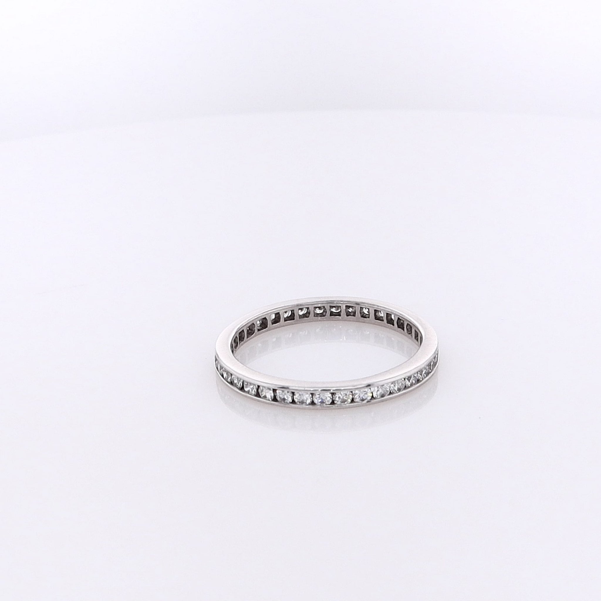 Platinum Estate Channel Set Diamond Eternity Wedding Band Size 6.5