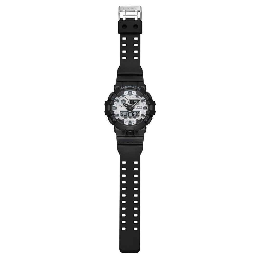 G-Shock GA-700 Hidden Glow Series Front Button Analog - Digital Watch with Stunning White Dial