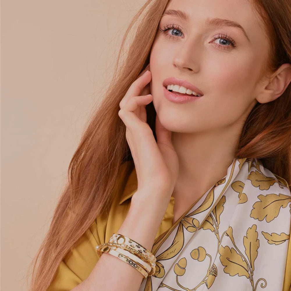 Halcyon Days 13mm Gold - Plated Enamel Hinged Bee Sparkle Trellis Design Jewelry Bangle
