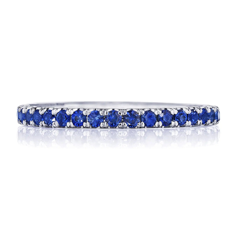 Tacori 18k White Gold Sapphire and Diamond Sculpted Crescent Ring