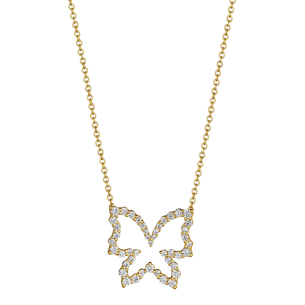 Verragio Stunning 18k Gold and Diamond Butterfly Pendant