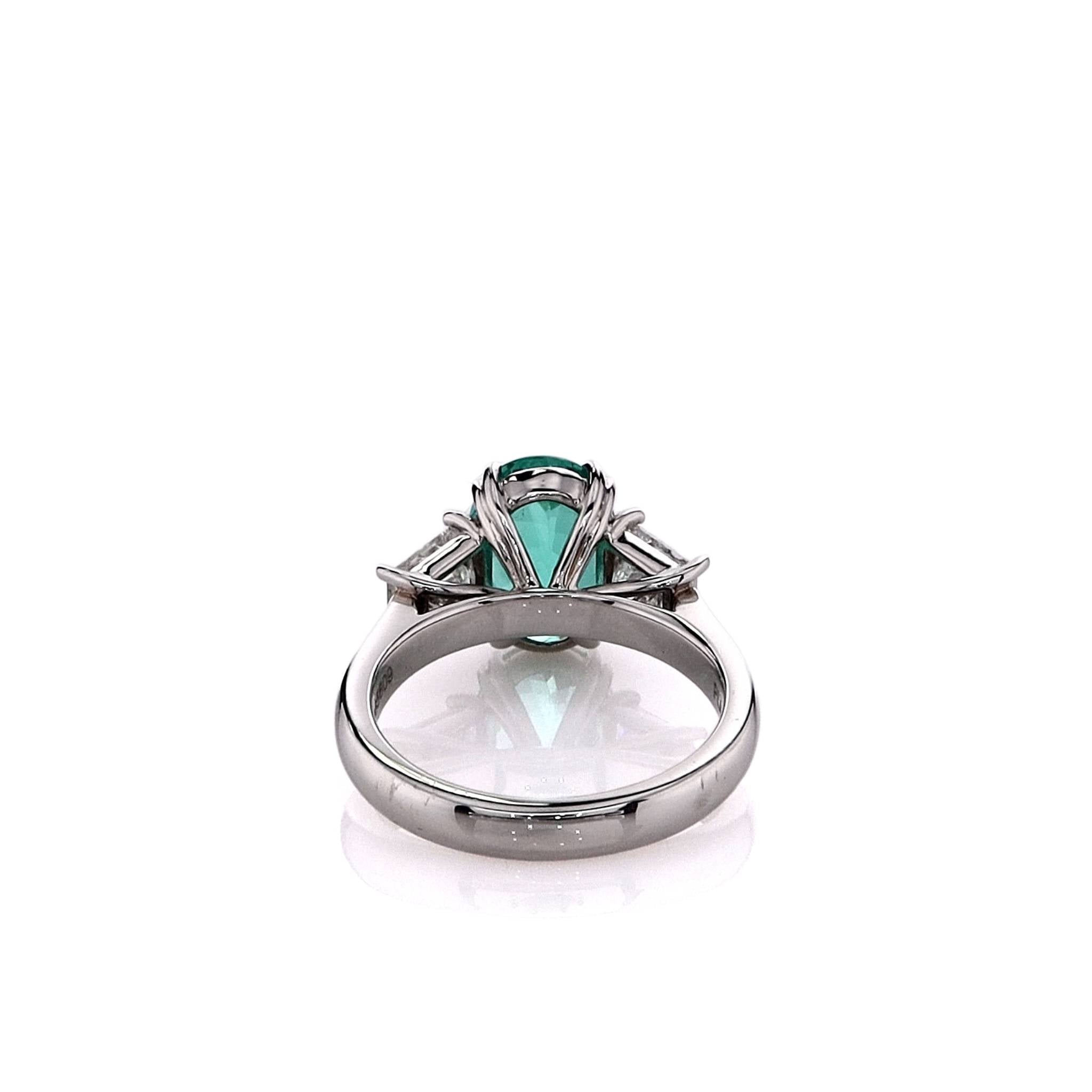 Exquisite Platinum Paraiba Tourmaline and Diamond Engagement Ring Certified by C. Dunaigre