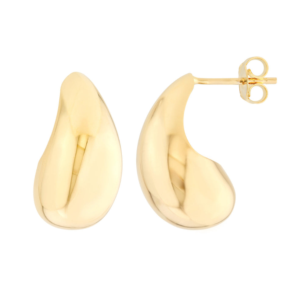 Exquisite 14k Gold Teardrop Dome Fashion Earrings for Women