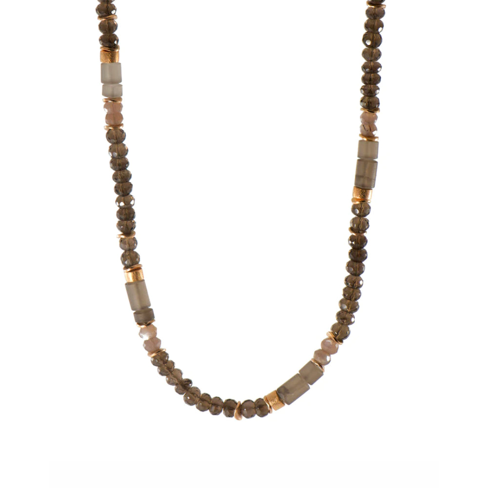 Joyla Adjustable 24k Fair Trade Gold Vermeil Smoky Quartz Necklace