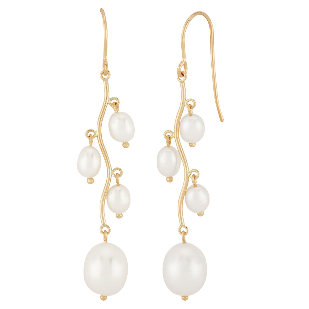 Exquisite 14k Yellow Gold Freshwater Pearl Drop Earrings for Timeless Elegance
