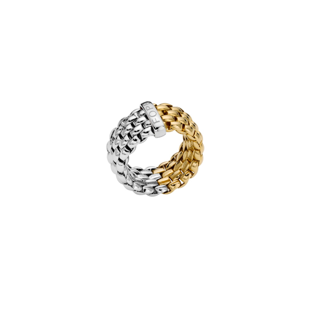 Fope Essentials Collection 18k Gold Two-Tone Mesh Style Finger Ring