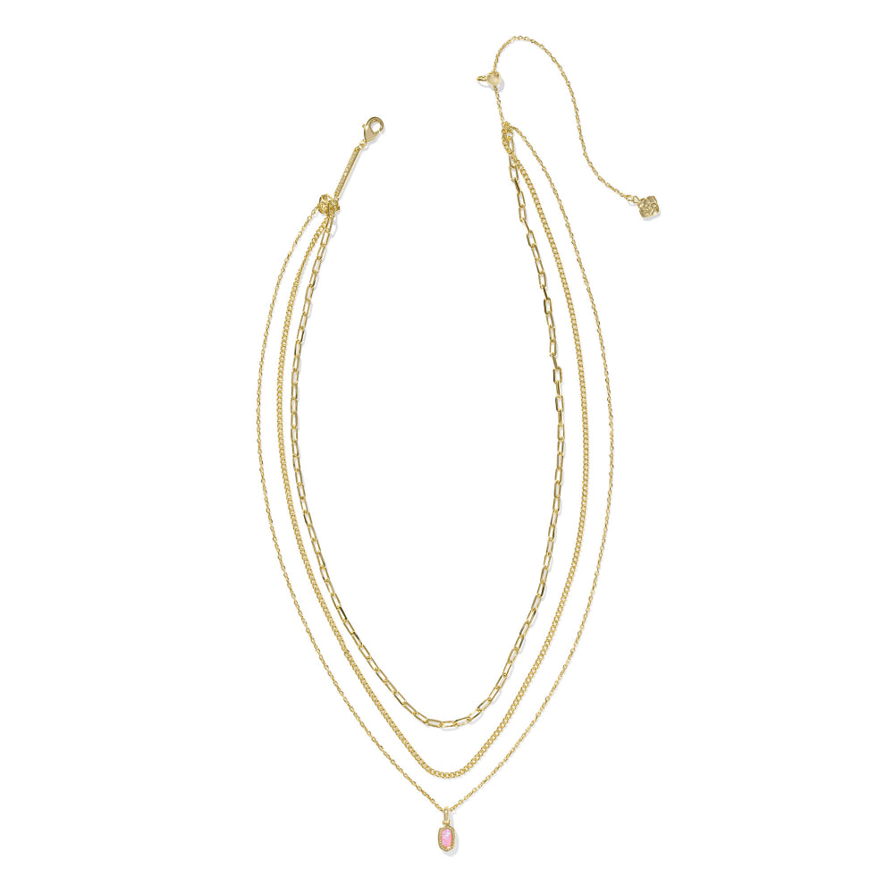 Kendra Scott Gold-Plated Mini Elisa Design Triple Strand Fashion Necklace for Effortless Layering