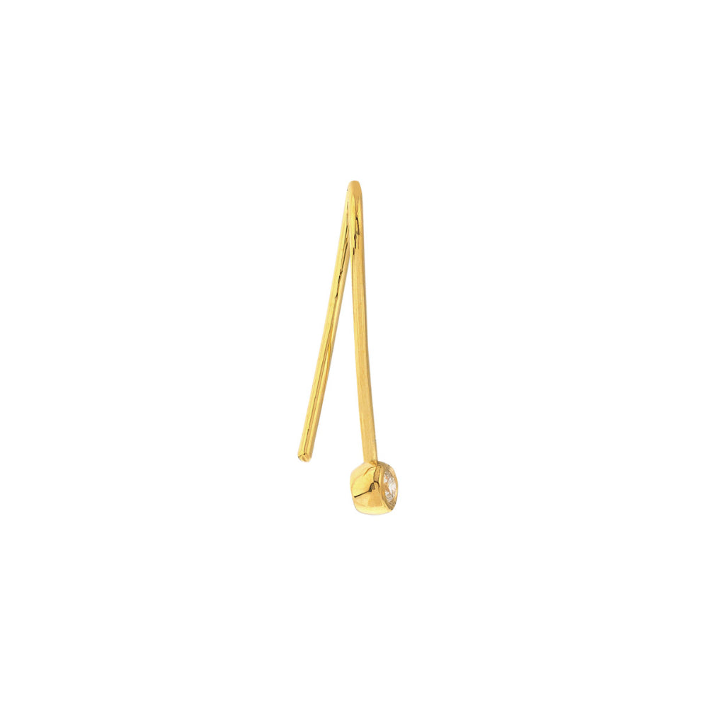 14k Yellow Gold Diamond Bezel Wire Threader Earrings for Sparkling Look