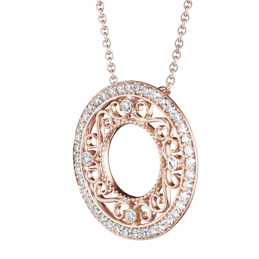 Verragio 18k Gold Diamond Filigree Adjustable Circle Pendant