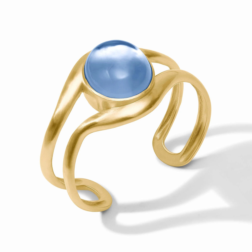 Julie Vos Iridescent Chalcedony Blue Wave Stone Cuff with 24K Gold Plate