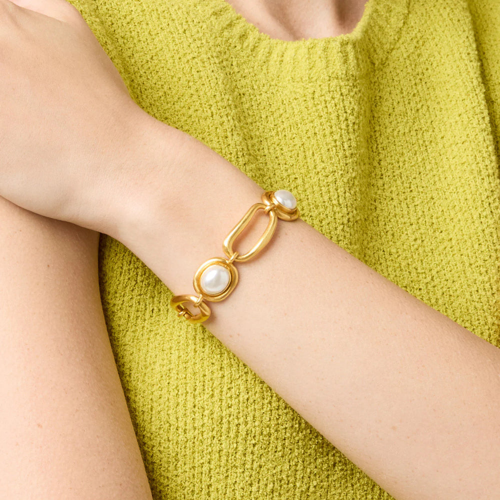 Julie Vos Iridescent Wave Stone Adjustable Bracelet with 24K Gold Plate