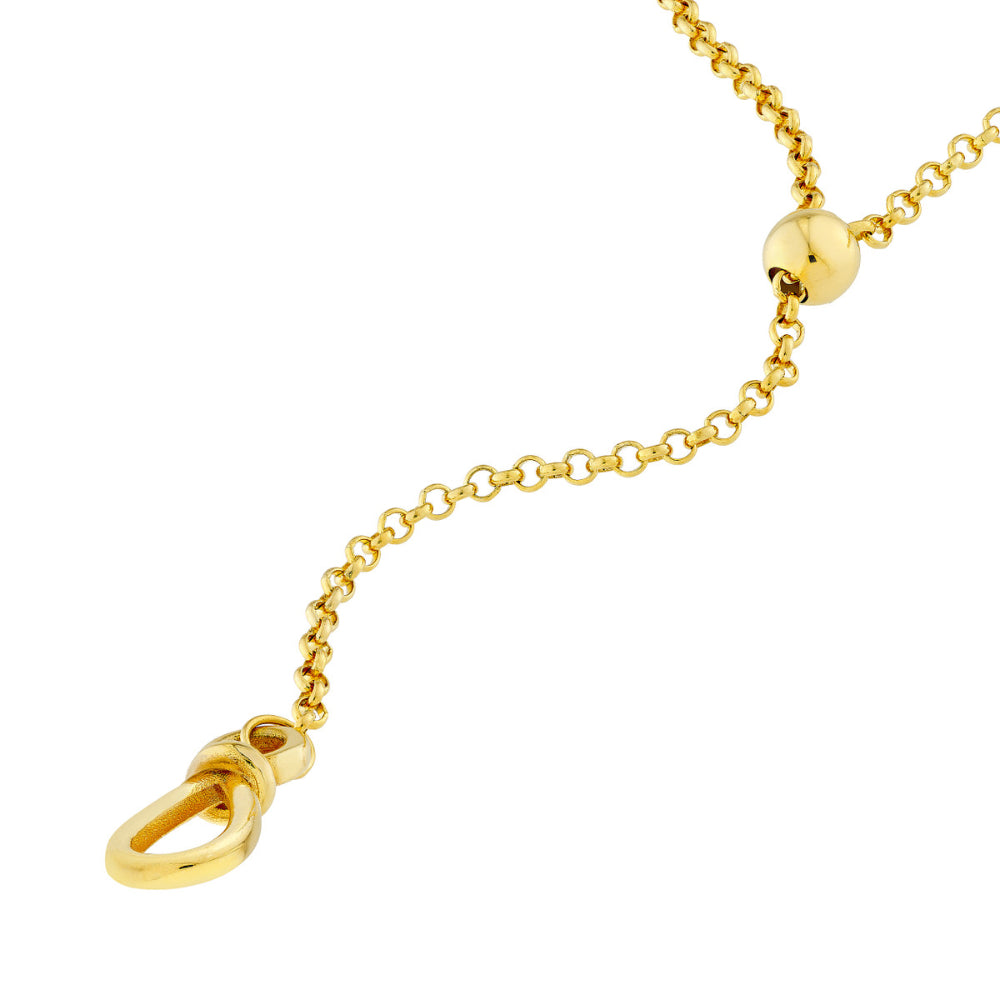 Adjustable 14k Gold Pull - Over Lariat Necklace for Women's Fashion Jewelry