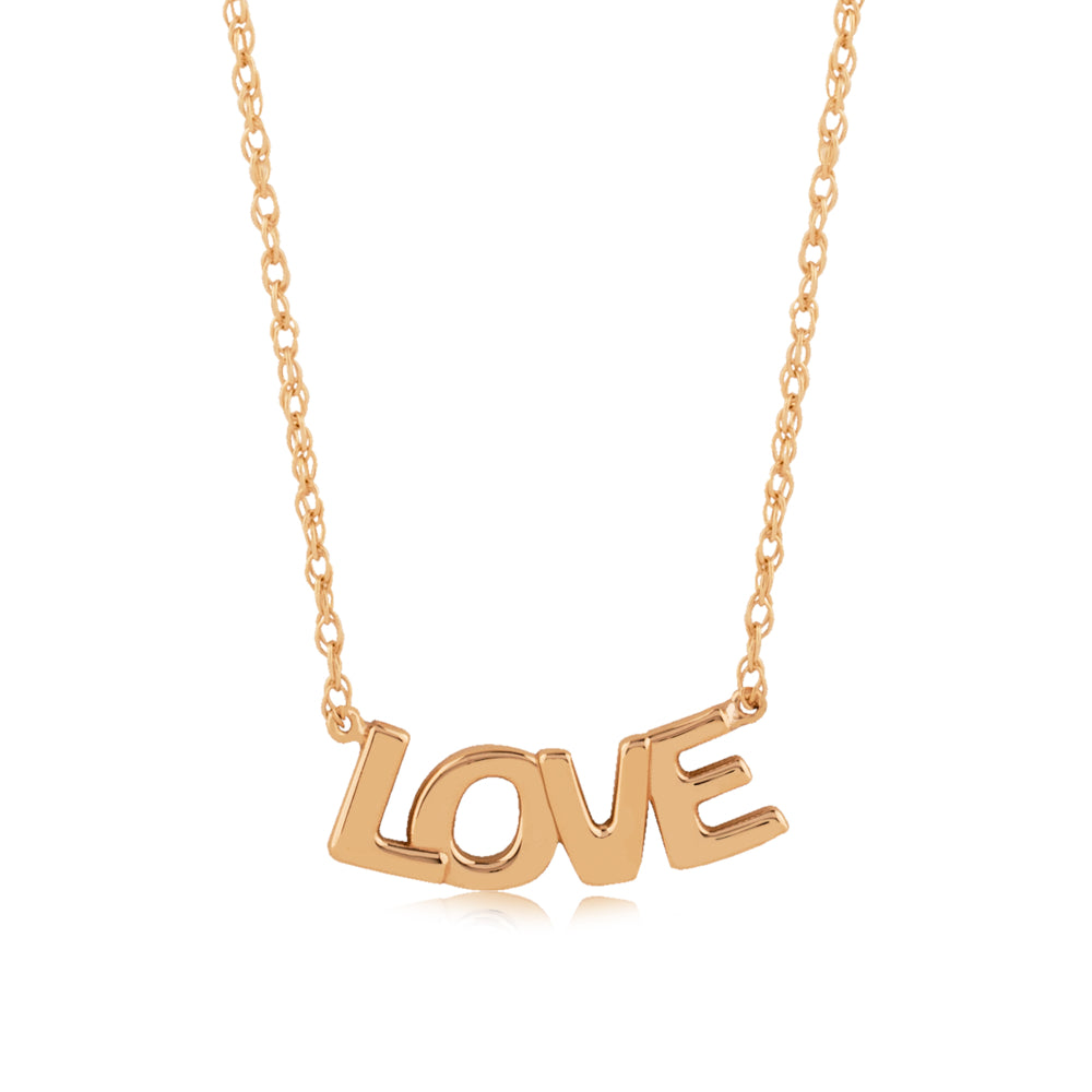 14k Yellow Gold Delicate 'Love' Pendant Necklace for Daily Wear or Gifting