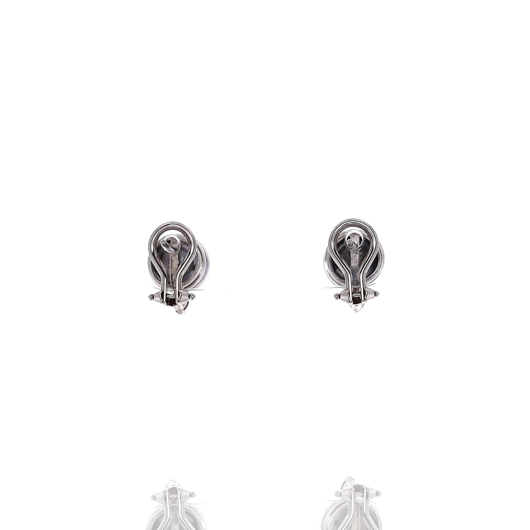 14k White Gold Estate Style Black Cultured Pearl and Diamond Studded Pierced or Clip - On Earrings for Women