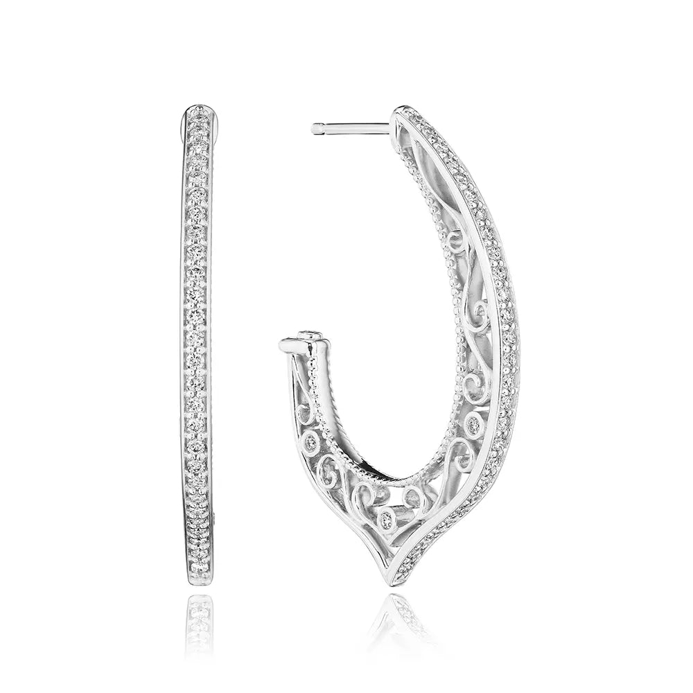Verragio Luxury 18k Gold Diamond Filigree Hoop Earrings for Special Occasions