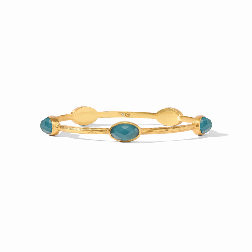 Julie Vos Exquisite Ivy Stone Hand - Etched Golden Bangle Jewelry