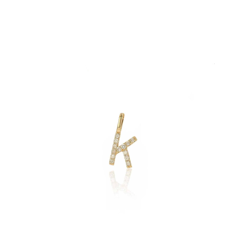 14k Yellow Gold Personalized Round Diamond Letter Charm by Rachel Reid