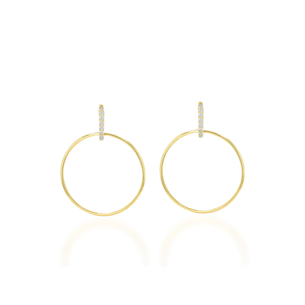 14k Yellow Gold and Diamond Frontal Hoop Earrings by Rachel Reid