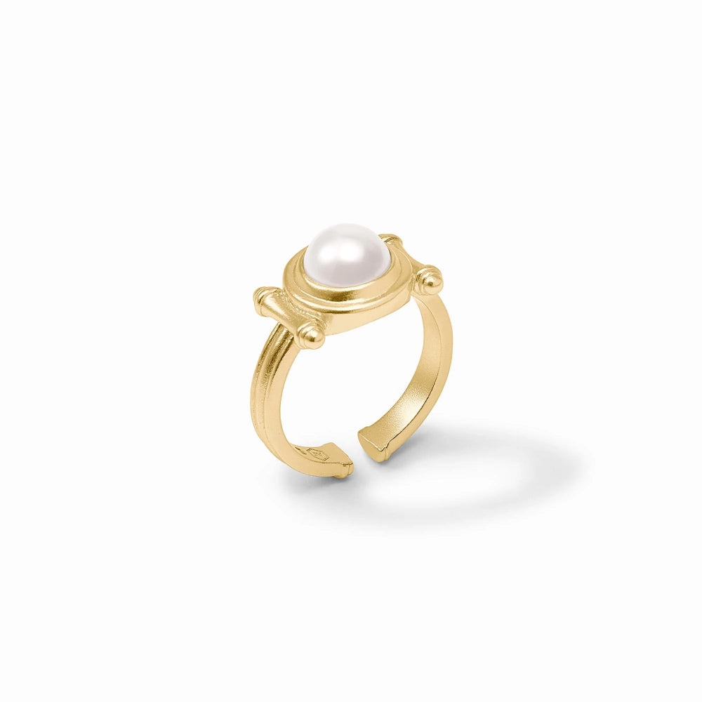 Julie Vos Adjustable Bamboo Stone Ring with 24K Gold Plate