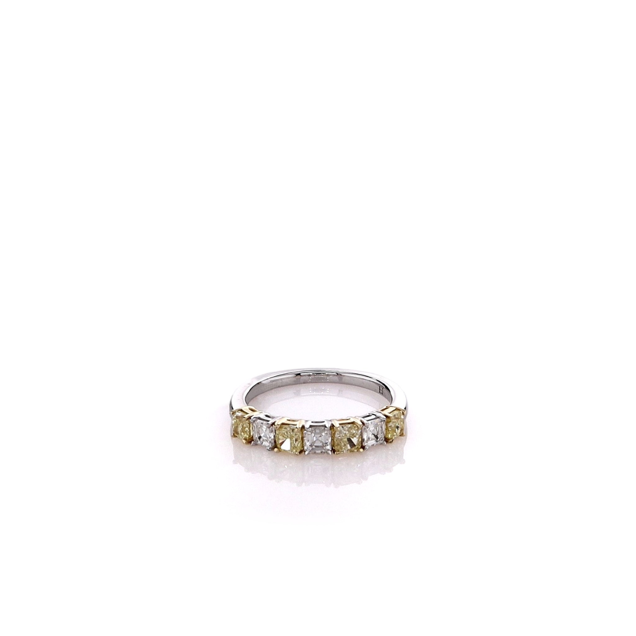 Stunning 18k Two-Tone Alternating Yellow and White Gold Diamond Engagement Band