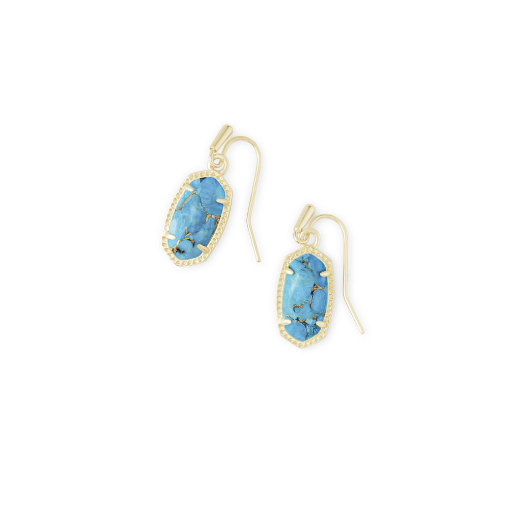 Kendra Scott Gold Bronze Veined Turquoise Lee Drop Earrings for Daily Elegance