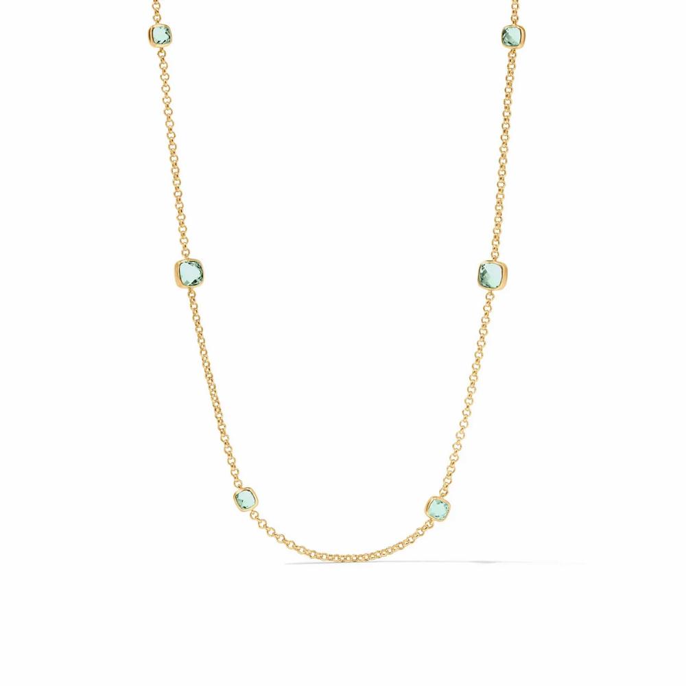 Julie Vos Aquitaine Station Necklace with Glittering Imported Glass Gems and 24K Gold Plate