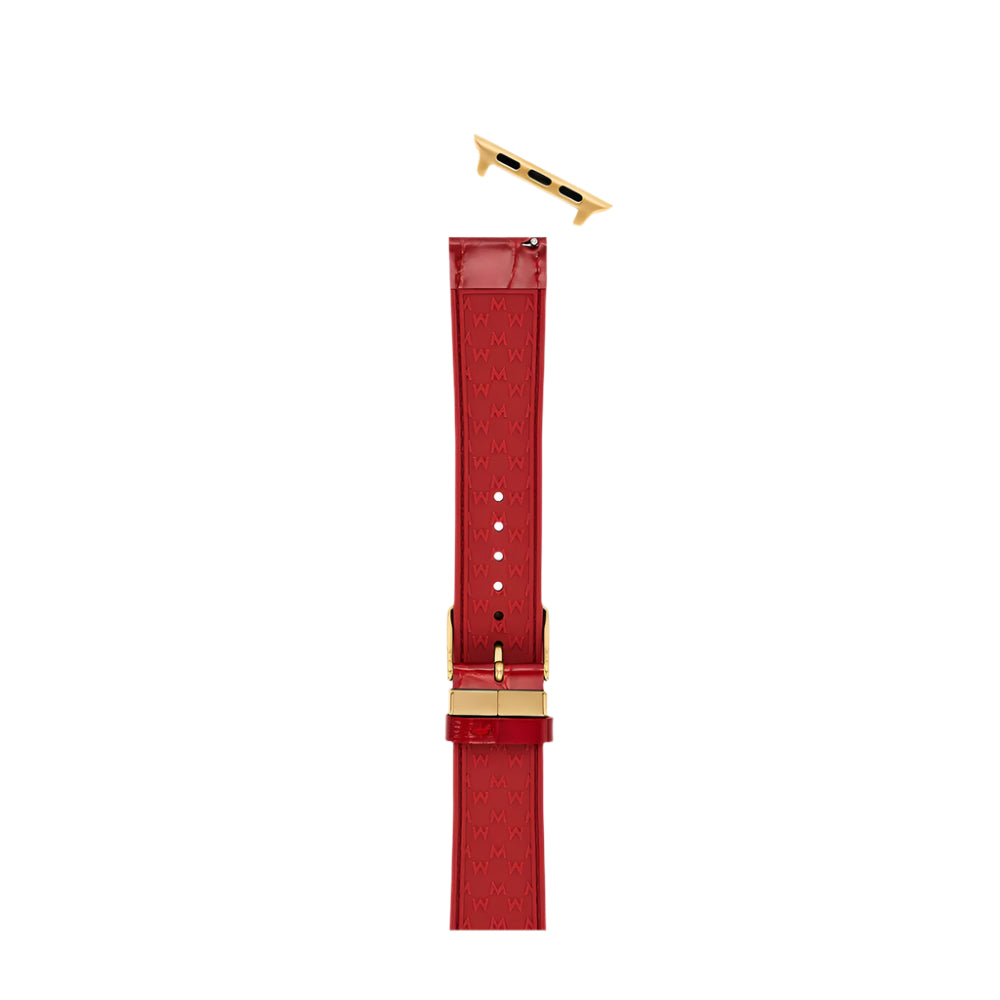Michele Premium Ruby Red Leather Band for Apple Watch® with 38mm, 40mm, 41mm, 42mm, 44mm, 45mm, 46mm, and 49mm Compatibility