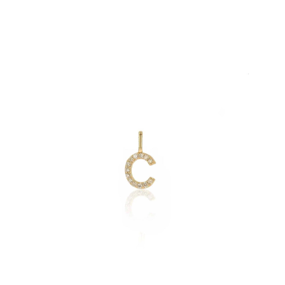 14k Yellow Gold Personalized Round Diamond Letter Charm by Rachel Reid