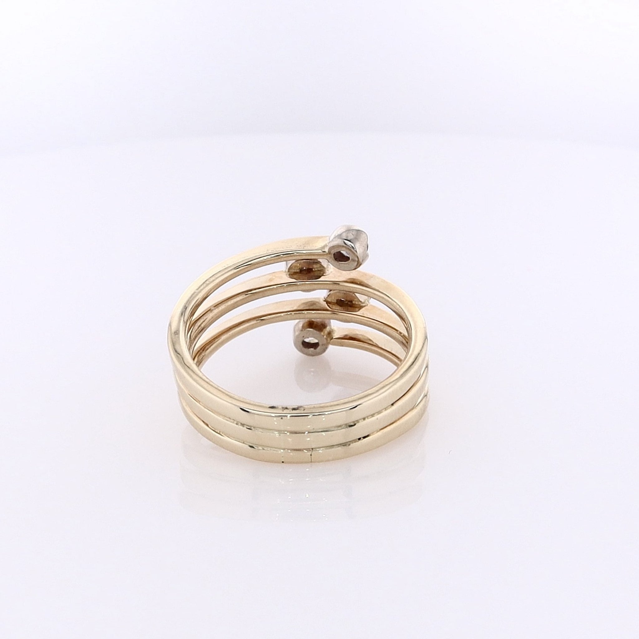 14K Yellow Gold 4-Row Diamond Ring with 0.49ct Round Brilliant Diamonds