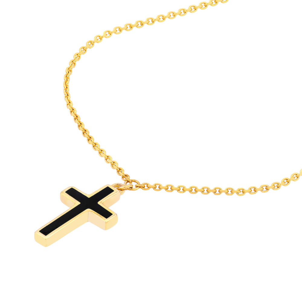 14k Gold Enameled Cross Design Pendant Necklace for Fashion Jewelry Lovers