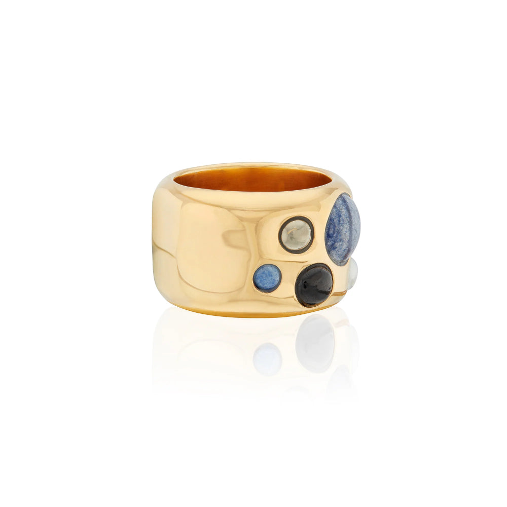 Anna Beck Gold Wavy Ring with Multiple Exquisite Stones